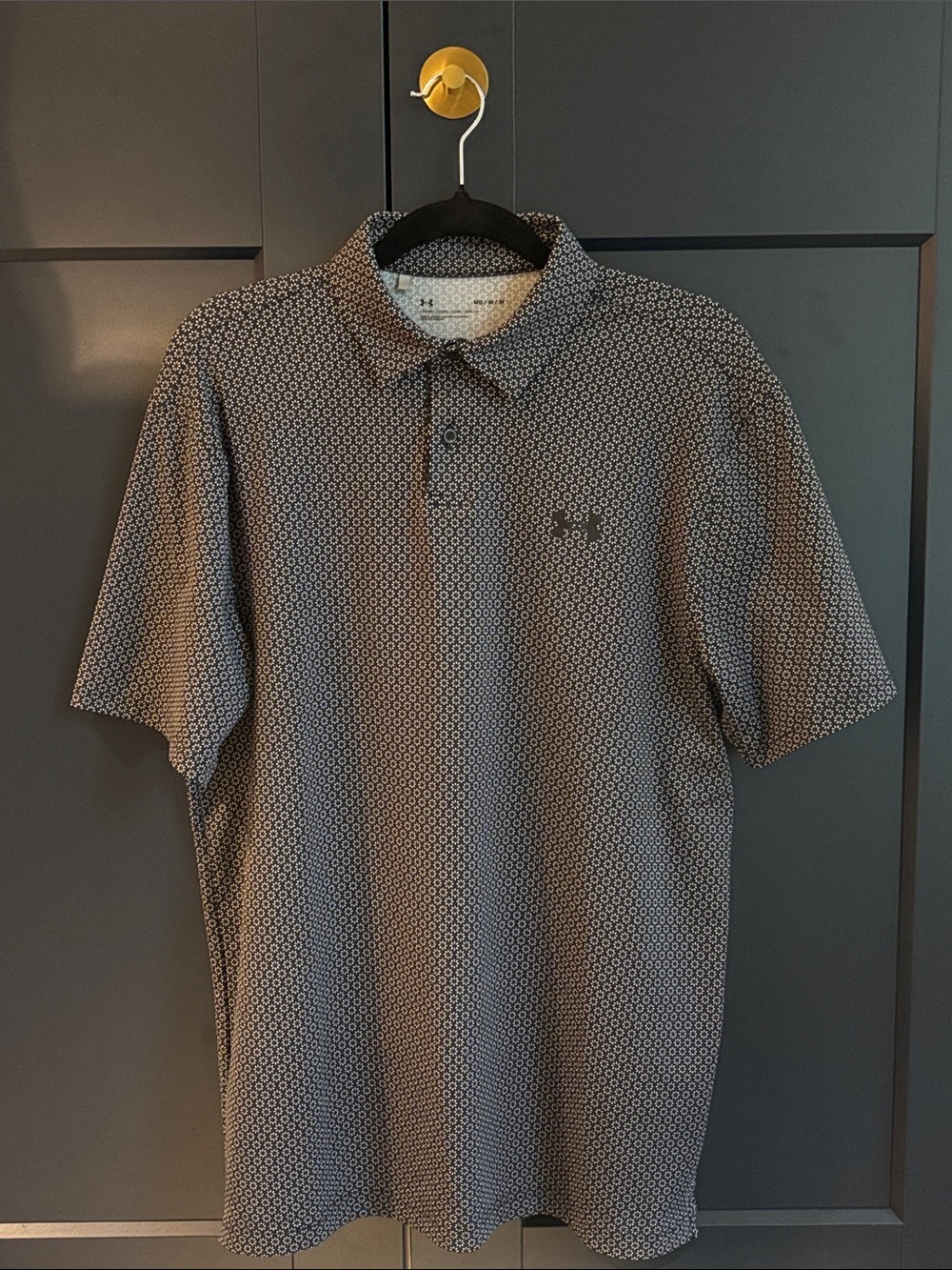 Under Armour Men's Black Golf Polo - Geometric White